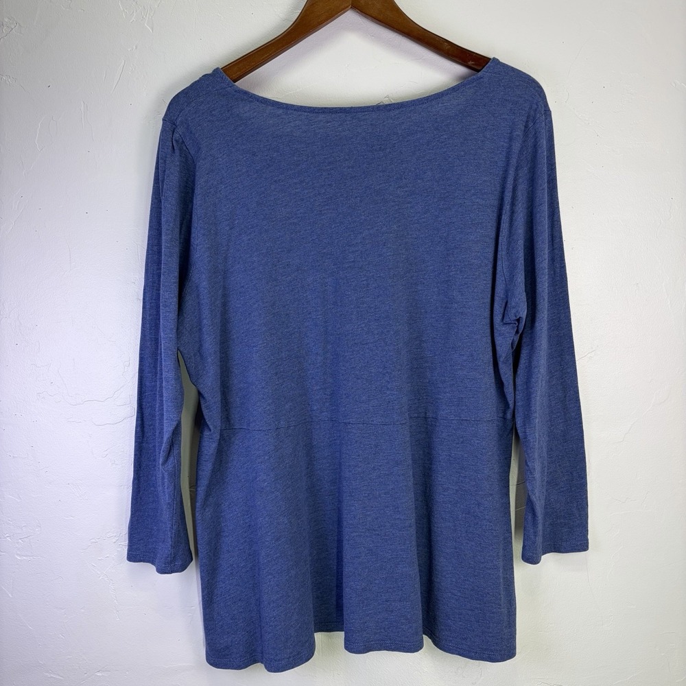 Pure Jill Seamed Swing Tunic Size XL Petite Blue High Low Hem Versatile Soft - Picture 2 of 9